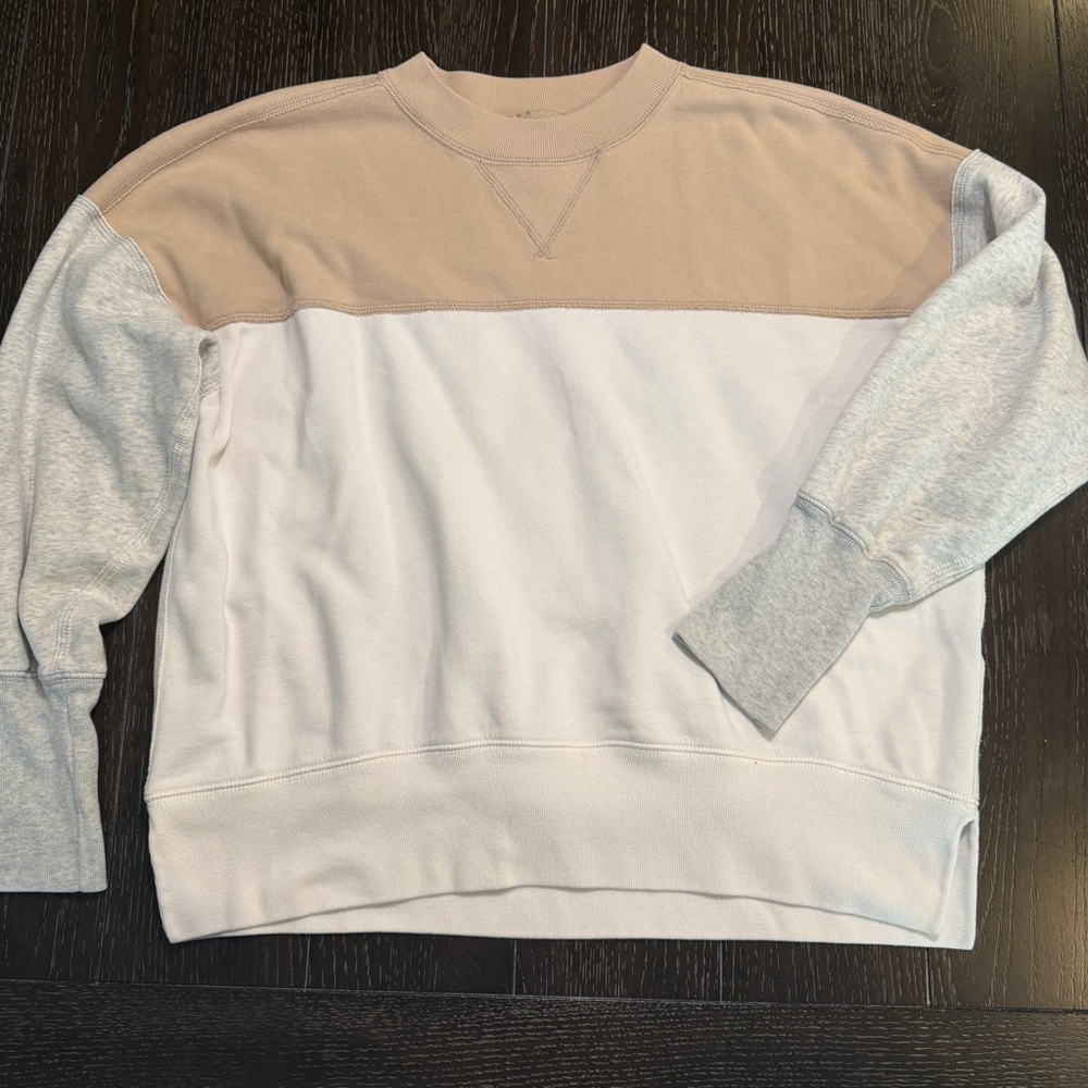 Abercrombie‎ Women’s Color Block Crew Neck Sweatshirt Neutrals Size L
